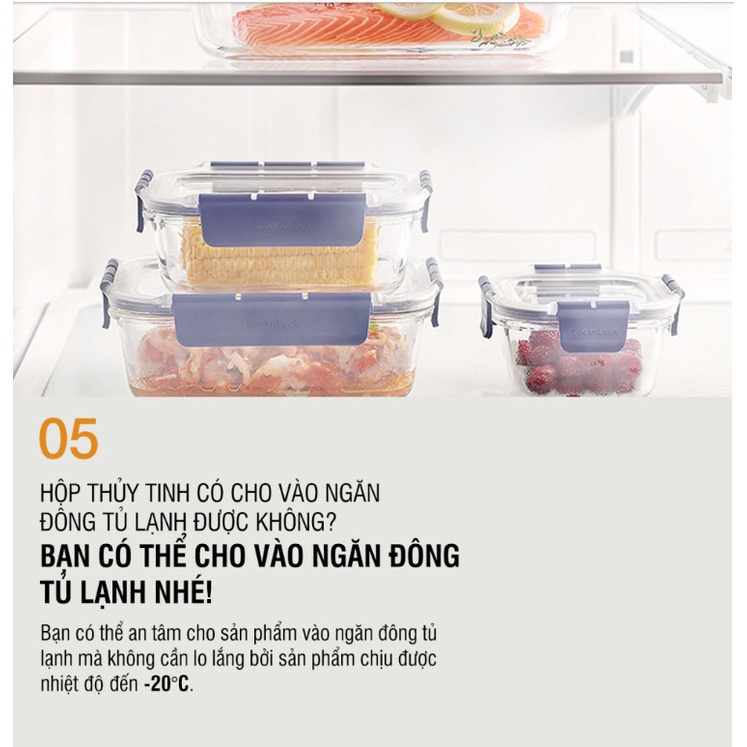 Hộp thuỷ tinh LocknLock Top Class LBG chịu nhiệt, nhiều size có nắp gập, dùng được lò vi sóng - BABYHOPSG