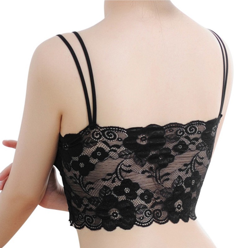 [Mã FACBHOT55 giảm 10K đơn bất kì] Áo ngực kiểu croptop hai dây phối ren có đệm quyến rũ cho nữ