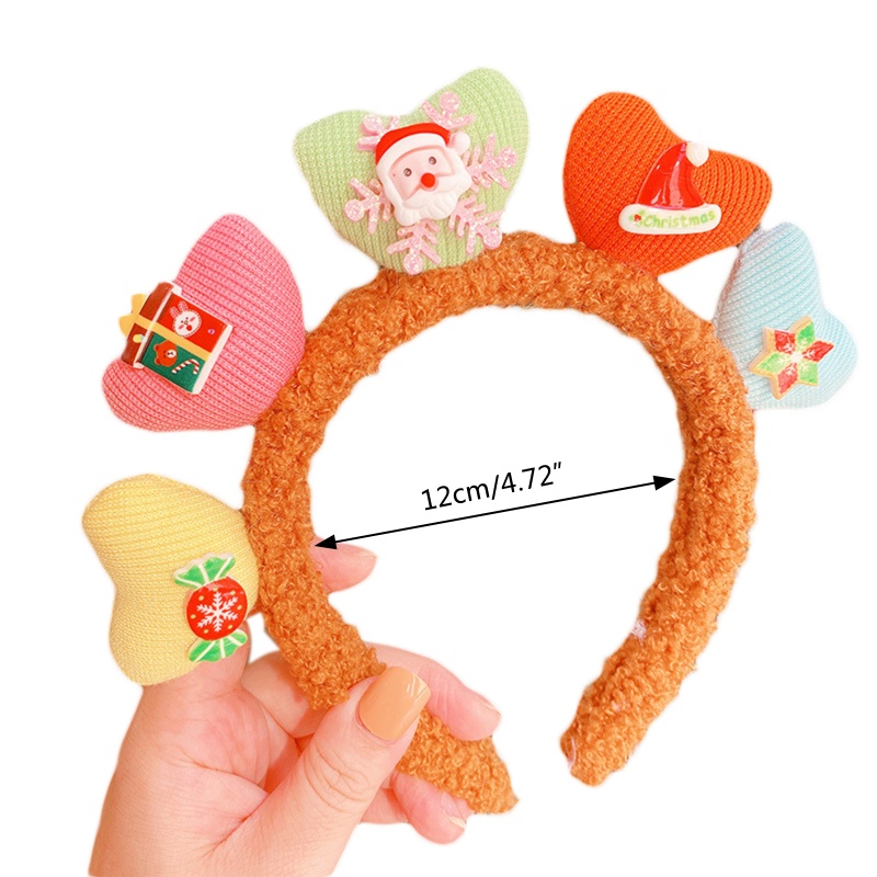 Băng Đô Cài Tóc Vải Lông Hình Trái Tim Hoạt Hình Giáng Sinh Làm Đạo Cụ Chụp