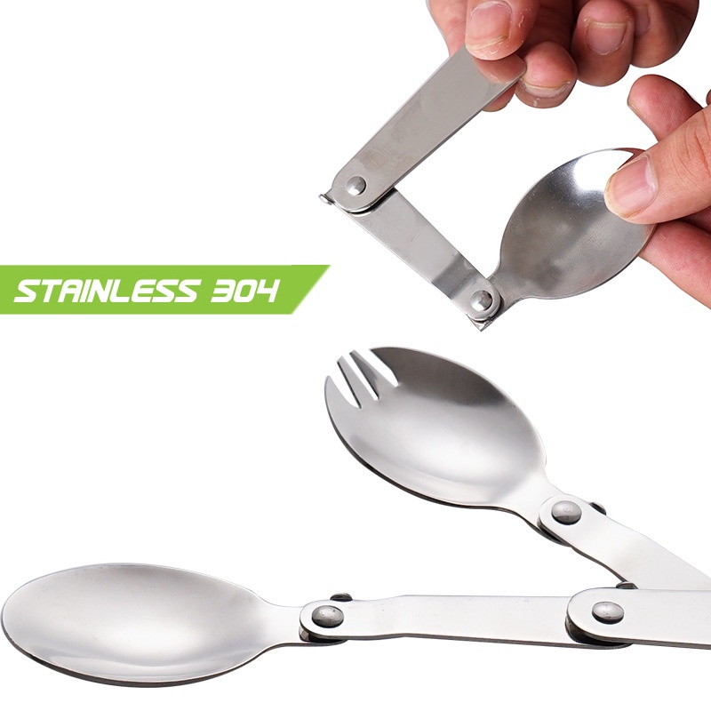 Muỗng / Nĩa mini Bằng Thép Không Gỉ 304 Có Thể Gấp Gọn Tiện Dụng Mang Theo Du Lịch