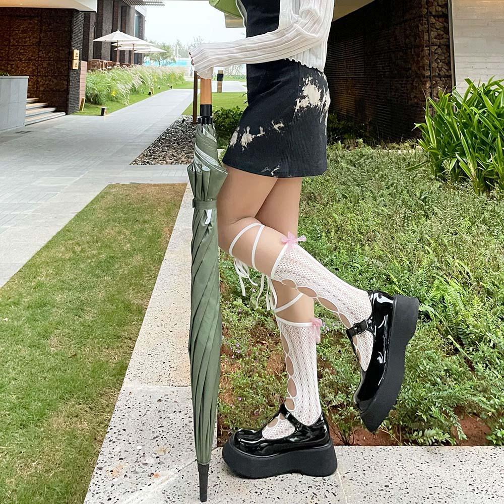 Đôi Vớ Lưới Nylon Phối Ren Phong Cách Lolita Gợi Cảm Cho Nữ