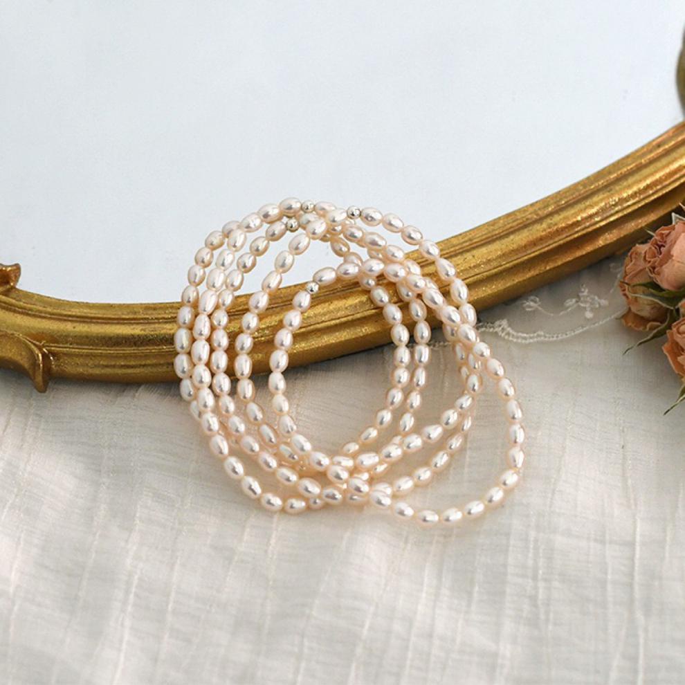Vòng Tay Chuỗi Hạt Ngọc Trai Hình Cơm Nước Ngọt Tự Nhiên