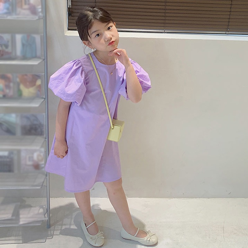 Đầm Bé Gái Đầm Công Chúa Tay Ngắn Cổ Tròn Thắt Nơ Lưng Thời Trang Mùa Hè Se7En Dành Cho Bé Gái