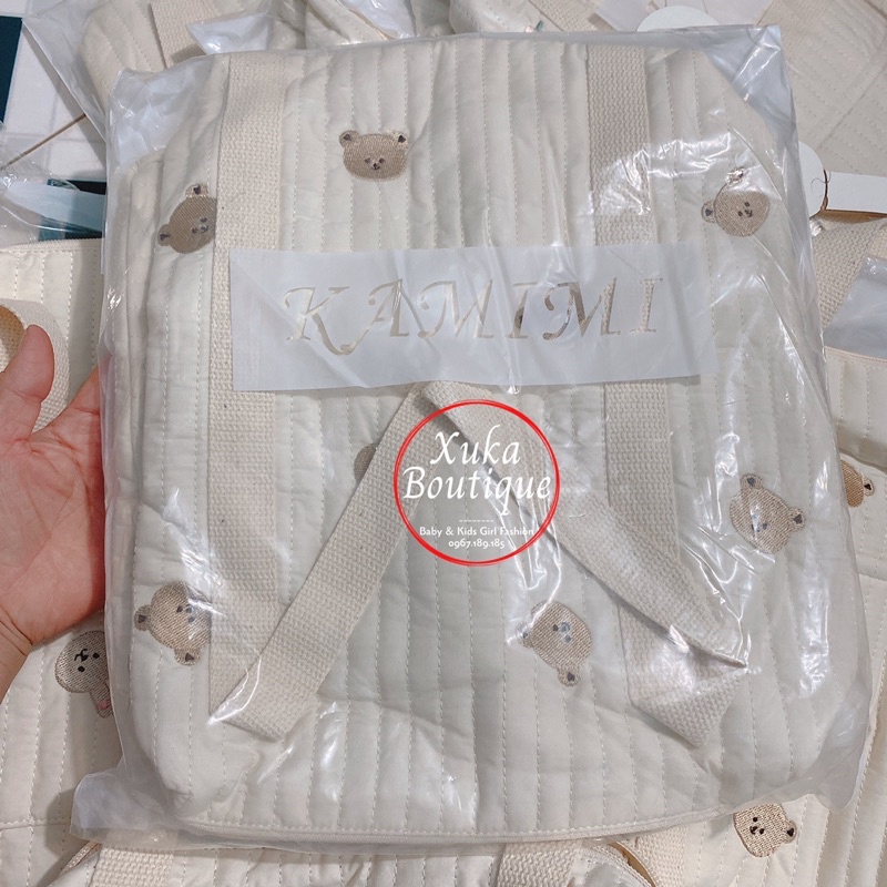 Túi Xách Bỉm Sữa Hàn Quốc Thêu Gấu Thỏ Cho Mẹ Và Bé (Sz Trung 32*25*12cm)