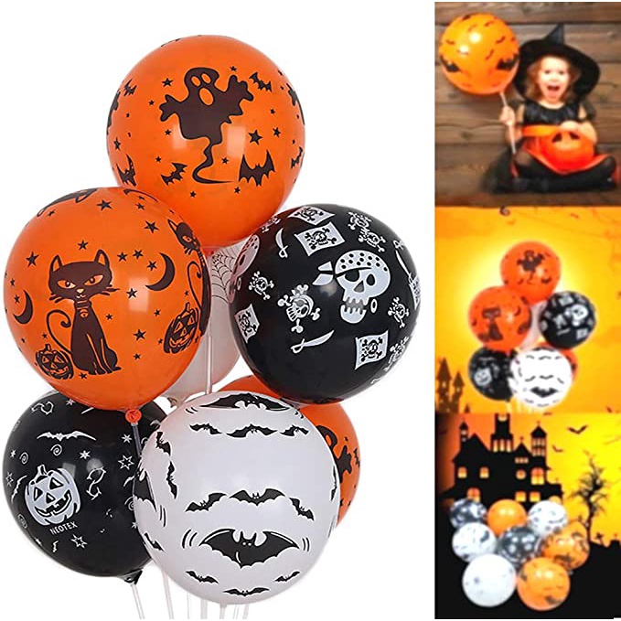 Bộ 10 Bong Bóng Trang Trí Tiệc Halloween, Giáng Sinh