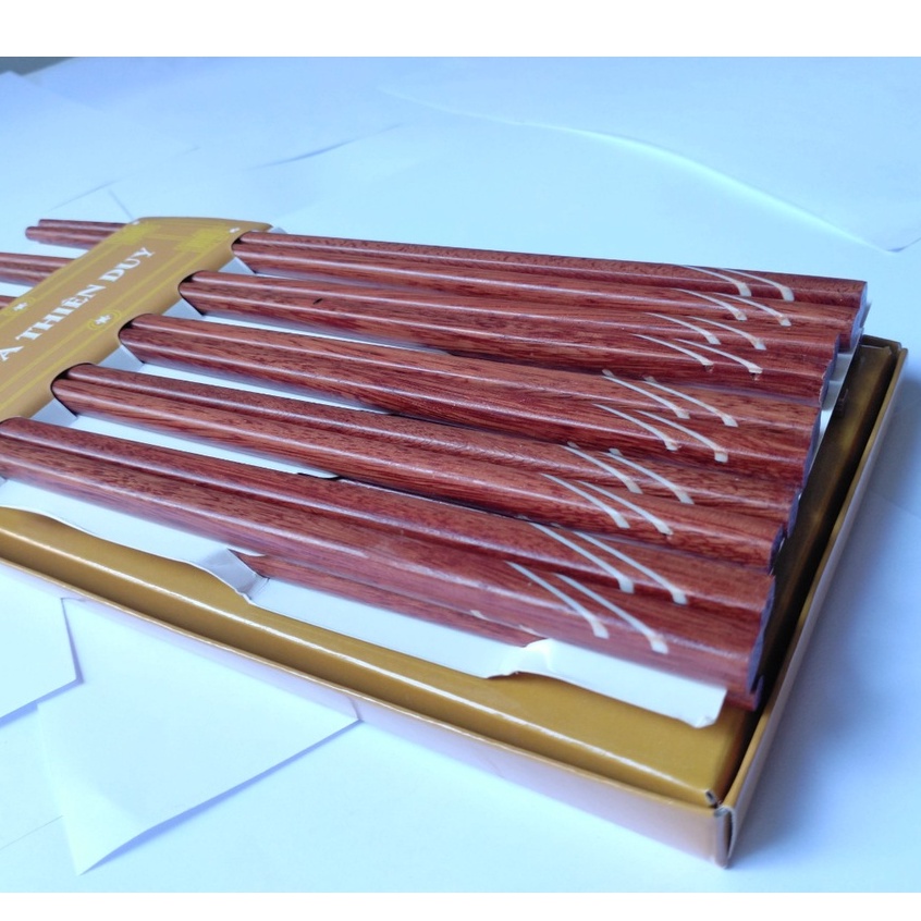 Đũa Gỗ Trắc Thiên Duy Khảm Ốc Tự Nhiên Siêu Sạch Chống Mốc, Cong Vênh