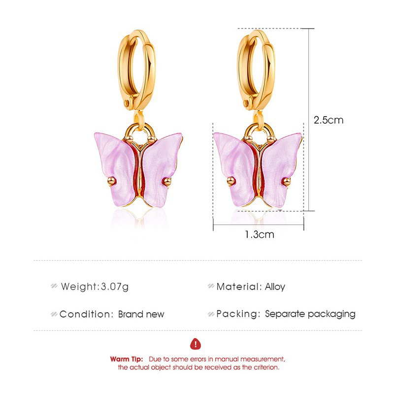 Khuyên Tai Acrylic Hình Bướm Màu Siêu Thơ Mộng Cho Nữ