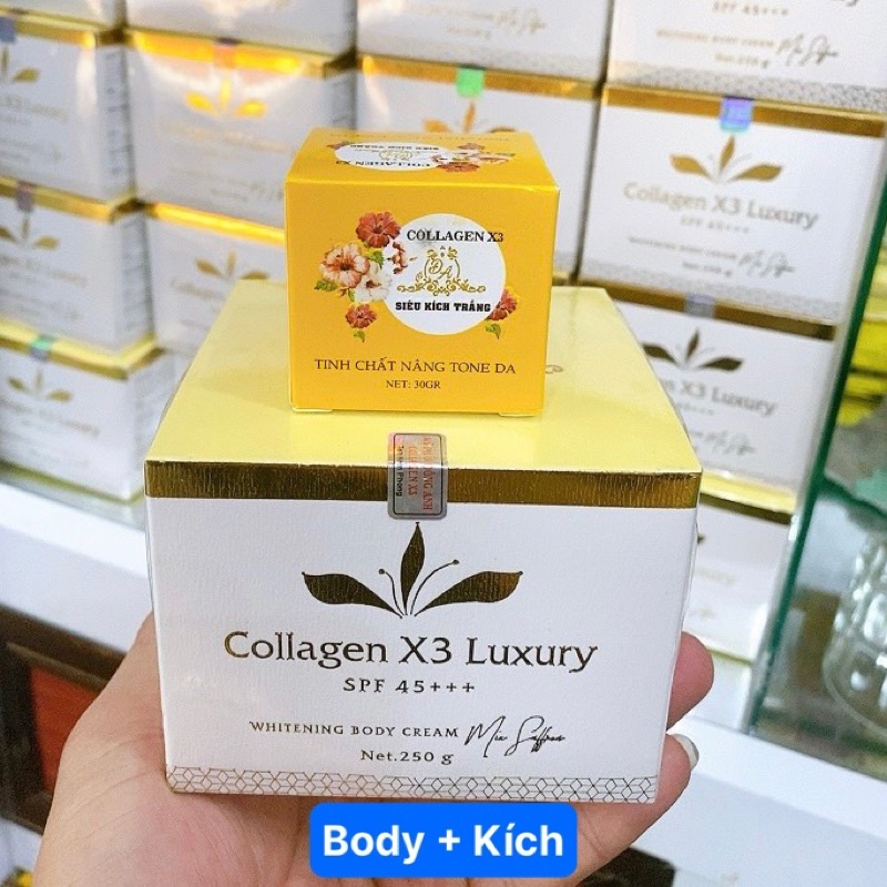 Combo Kem Body Collagen X3 + Kích Trắng Đông Anh, Kem dưỡng trăng da tàn thân.