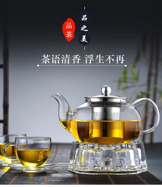 Set ấm chén thuỷ tinh ( ấm, chén, đế tim)