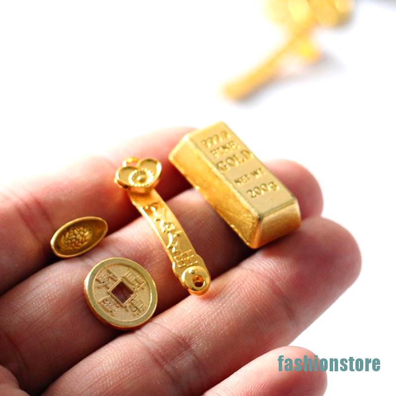 Mô hình đồng tiền mini màu vàng đồng tỉ lệ 1:12 dành cho trang trí nhà búp bê tiểu cảnh