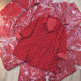 Áo sơ mi chấm bi đỏ/trắng vintage CỰC XINH