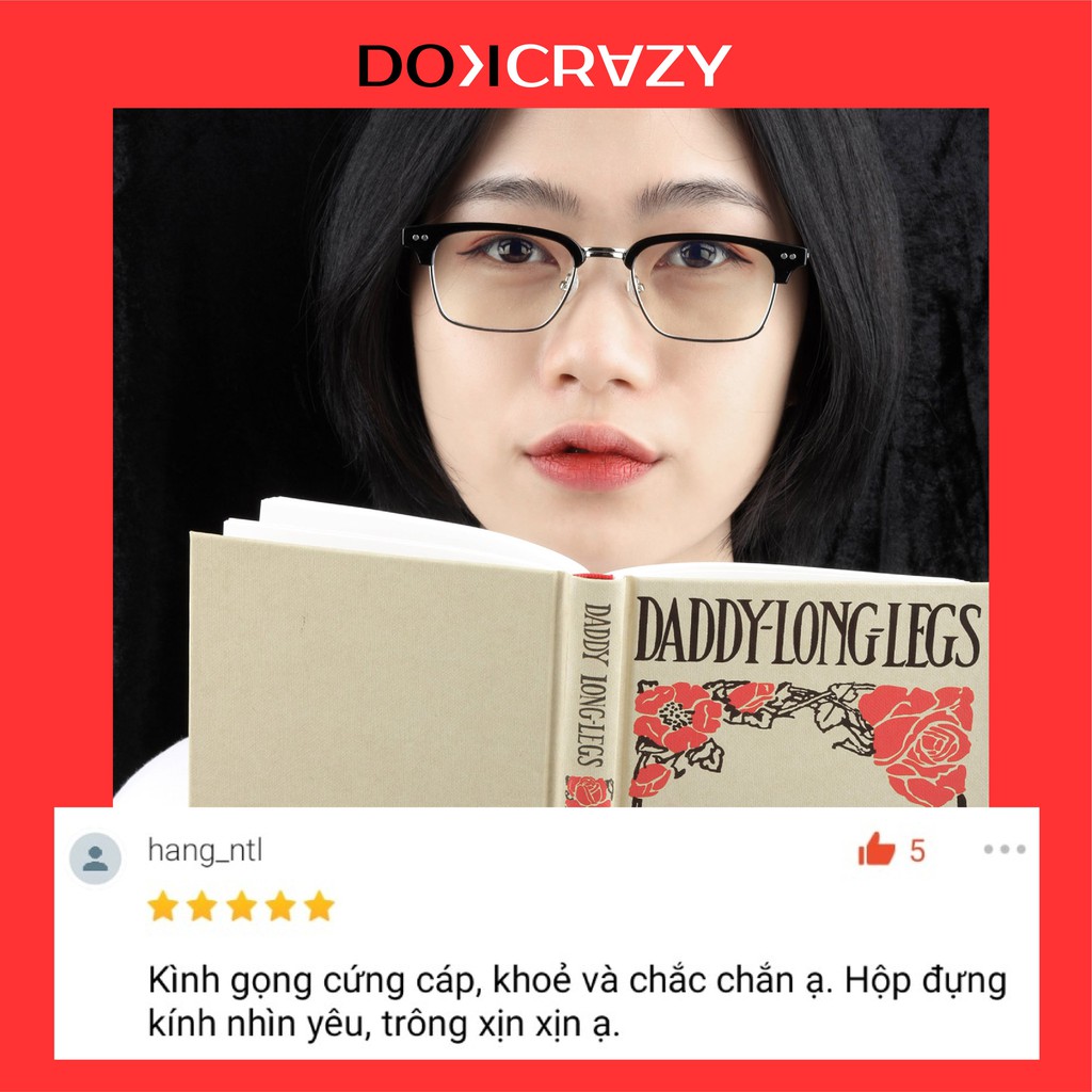 Gọng kính cận nam nữ DOKCRAZY dáng chữ nhật kim loại chống ánh sáng xanh bền dẻo BAKAN