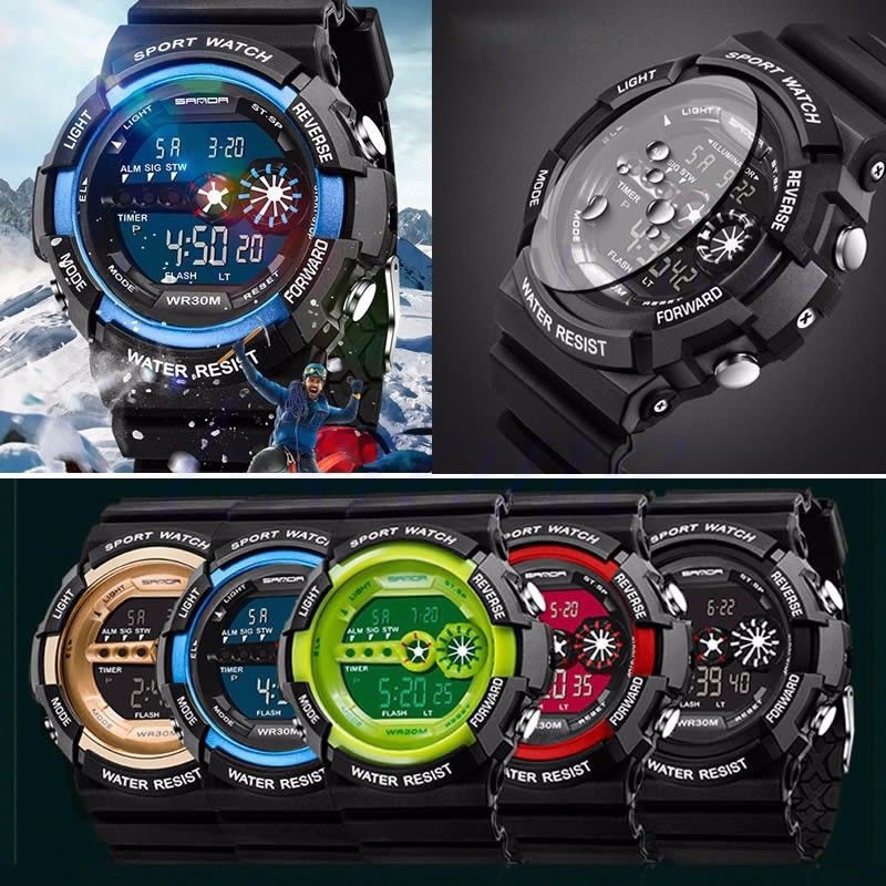 Đồng hồ thể thao màn hình đèn LED chống thấm nước phong cách quân đội cá tính cho nam
