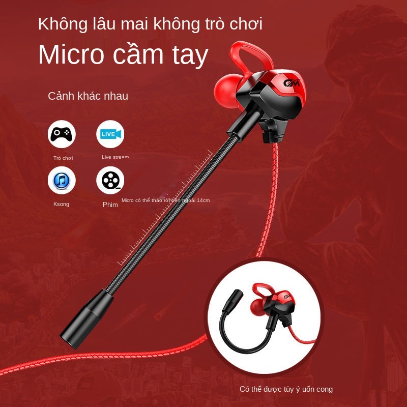 ☇◕PUBG/GLQM có dây Tai nghe gaming Mic rất chuyên nghiệp Chơi game in-ear cùi chỏ thích hợp cho điện thoại di động và má