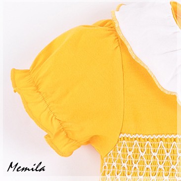 Đầm bé gái LITTLE MAVEN cotton smock vàng 2-6 tuổi