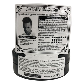 Wax Vuốt Tóc Gatsby Styling Pomade 75g