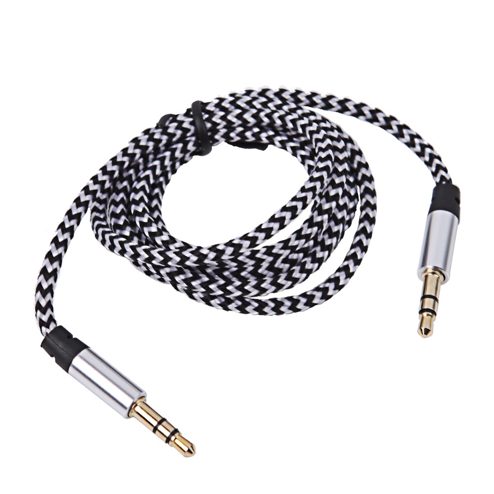 Dây cáp âm thanh sợi nylon bện đầu cắm 3.5mm dài 1m vỏ bằng kim loại