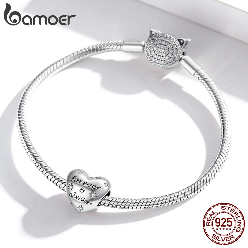 Mặt Phụ Kiện Bạc 925 Bamoer Scc1735 Hình Trái Tim 3mm Tiện Dụng Làm Trang Sức Diy