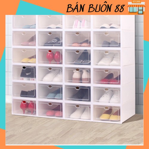 ❌BÁN SỈ❌ Hộp Đựng Giày Nhựa, Kệ Tủ Đựng Giày Dép Nắp Nhựa Cứng Trong Suốt Size lớn Chịu Lực 4kg 88190