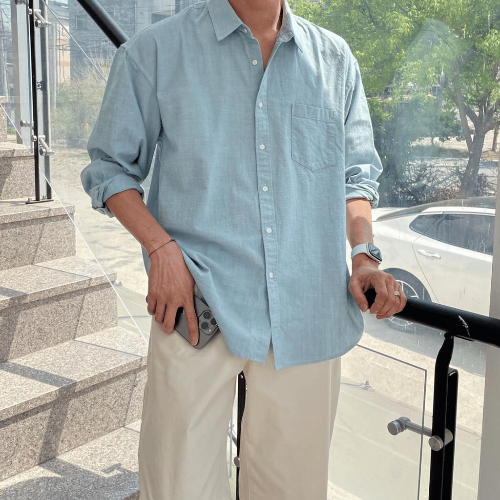 Áo sơ mi cổ bẻ dài tay chất liệu LINEN cao cấp, phom dáng thoải mái thấm hút cực tốt - LUMINON