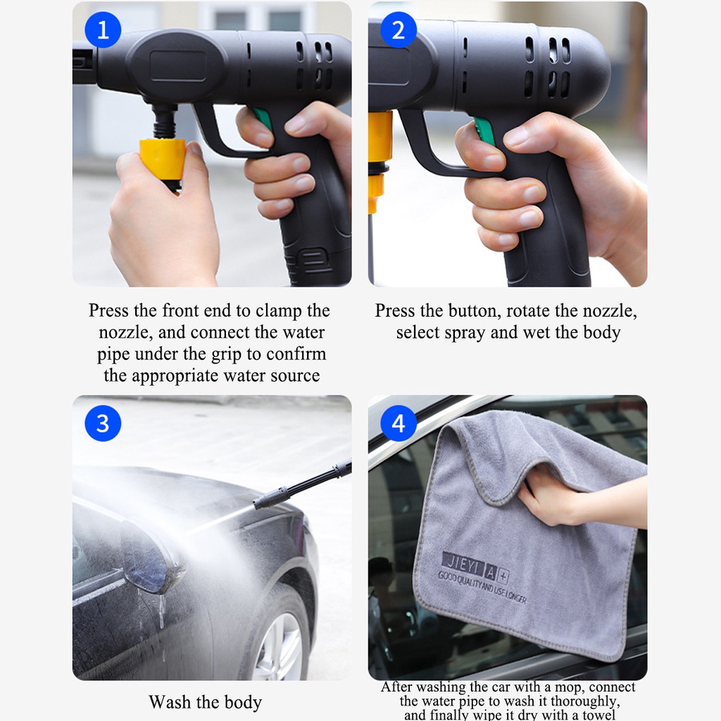 Súng Xịt Nước Rửa Xe Áp Suất Cao 240w 168vf 20x15cm Có Thể Sạc Lại