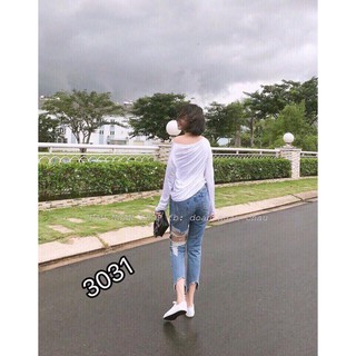 Quần Jean Nữ - Quần Baggy Jean nữ rách cá tính