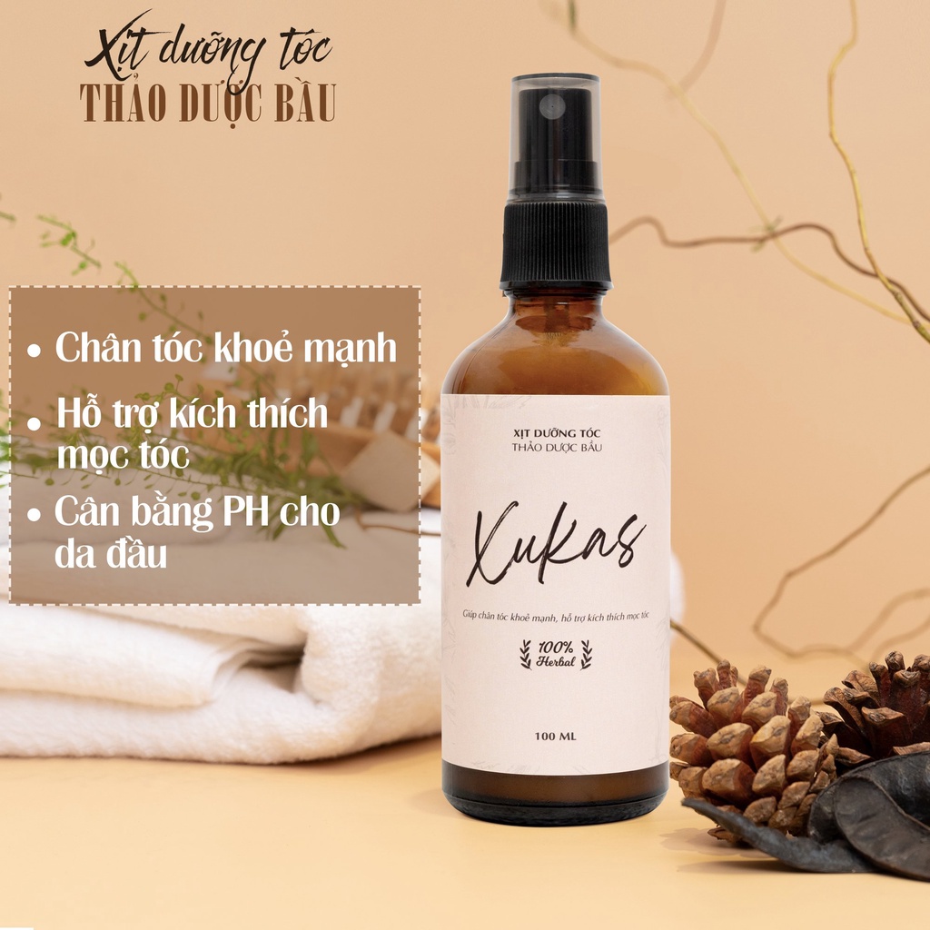 Xịt dưỡng tóc BƯỞI HƯƠNG NHU, tái tạo da dầu, giảm rụng, giúp chân tóc khỏe mạnh, hỗ trợ kích thích mọc tóc XUKAS 100ml.