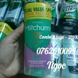 COMBO lăn khử mùi Nữ Mitchum Triple Oder Defense Shower Fresh 48h ( 96g ×2 ) - hàng Mỹ