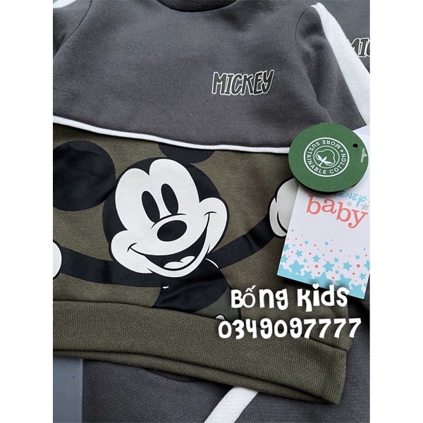 Bộ Nỉ Bé Trai Mickey Xám Phối Rêu C&amp;A