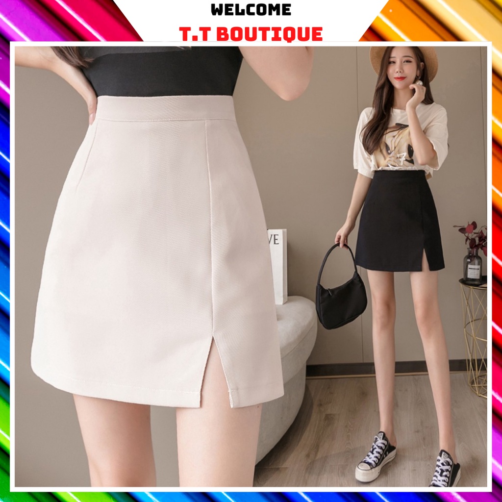 Chân váy chữ A xẻ tà, Chân váy ngắn xẻ tà trước phong cách công sở