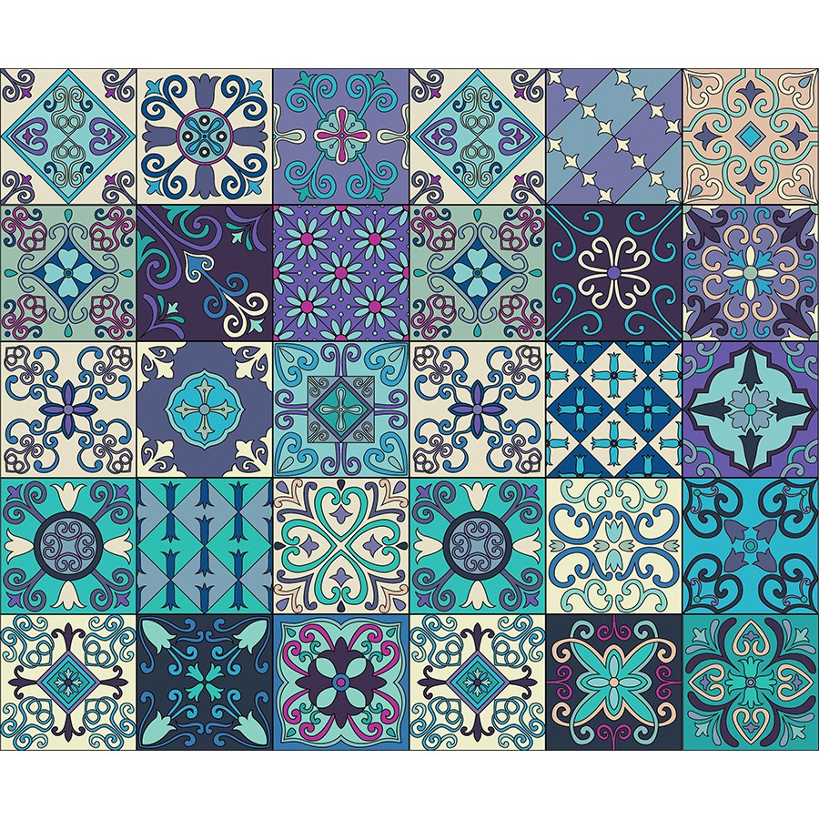 Decal Gạch Bông C12 - Set 30 ô 20x20cm - Decal Dán tường, Dán bếp, Trang trí nhà cửa - Viet Decor