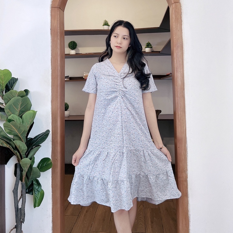 Váy bầu hoa nhí rúm ngực thời trang thiết kế MSP265 Mom and Baby