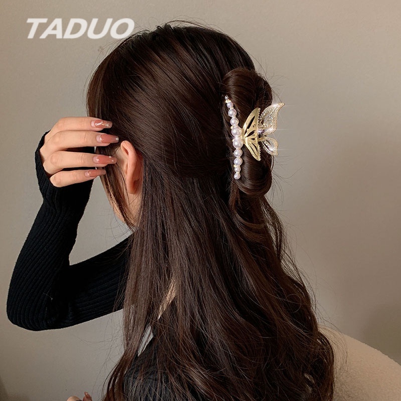 Kẹp tóc kim loại hình bướm đính đá đầy đủ thời trang thu đông cho nữ