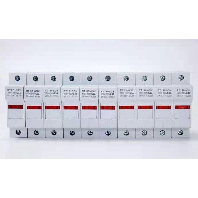 Bộ đế cầu chì sứ RT18-32X có đèn gồm ruột cầu chì sứ 10x38 1A 2A, 3A, 4A, 5A. 6A, 10A, 16A, 20A, 25A, 32A
