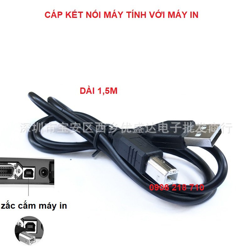 Dây cáp máy in 1.5M ĐEN chống nhiễu cao cấp chuẩn usb 2.0 mới 100% chất liệu nhựa tốt