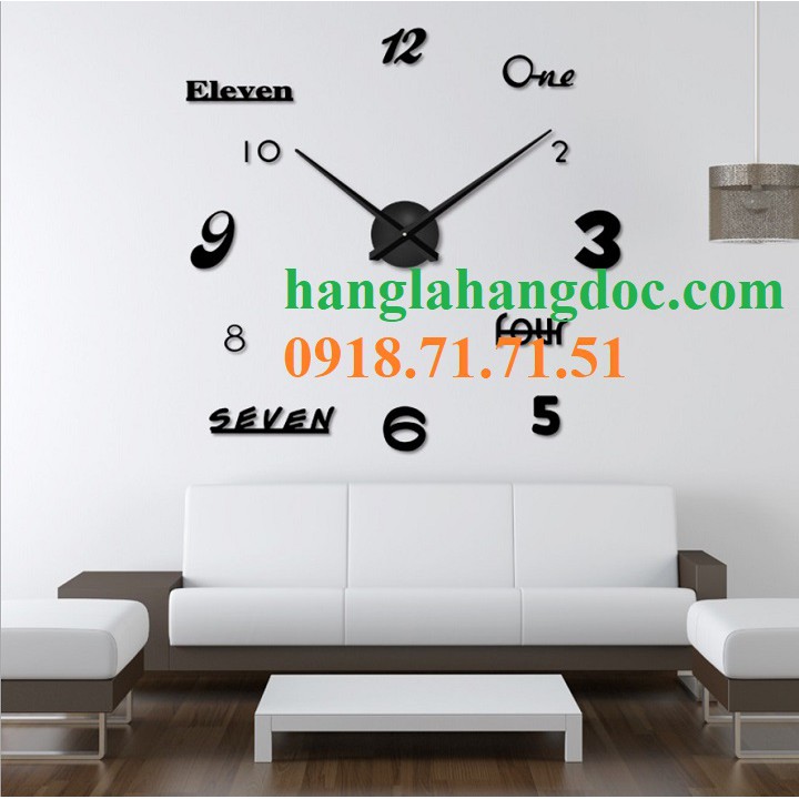 Đồng hồ dán tường loại lớn (version 6) DIY Clock 360 độ hiện đại
