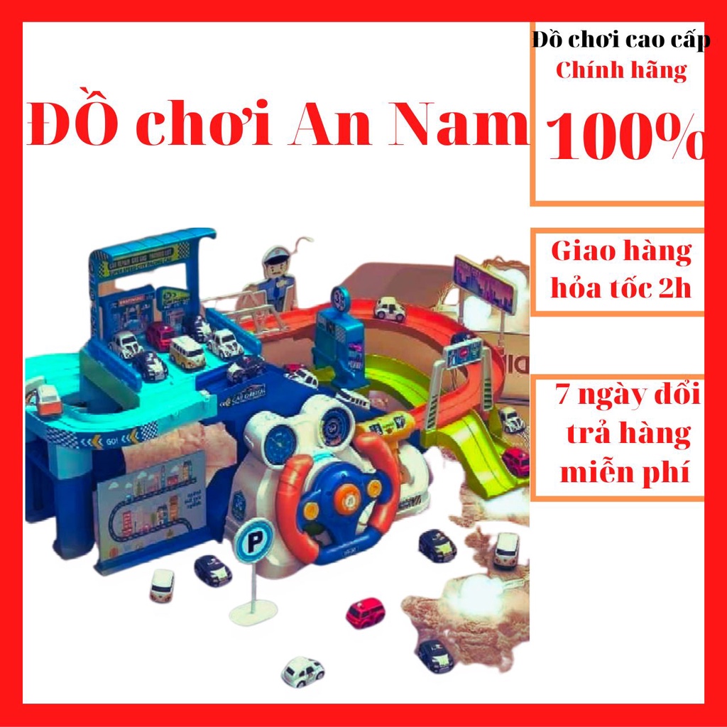 Bộ đồ chơi cho bé điều khiển ô tô có vô lăng kèm gara, đồ chơi trẻ em bãi đỗ xe cho bé