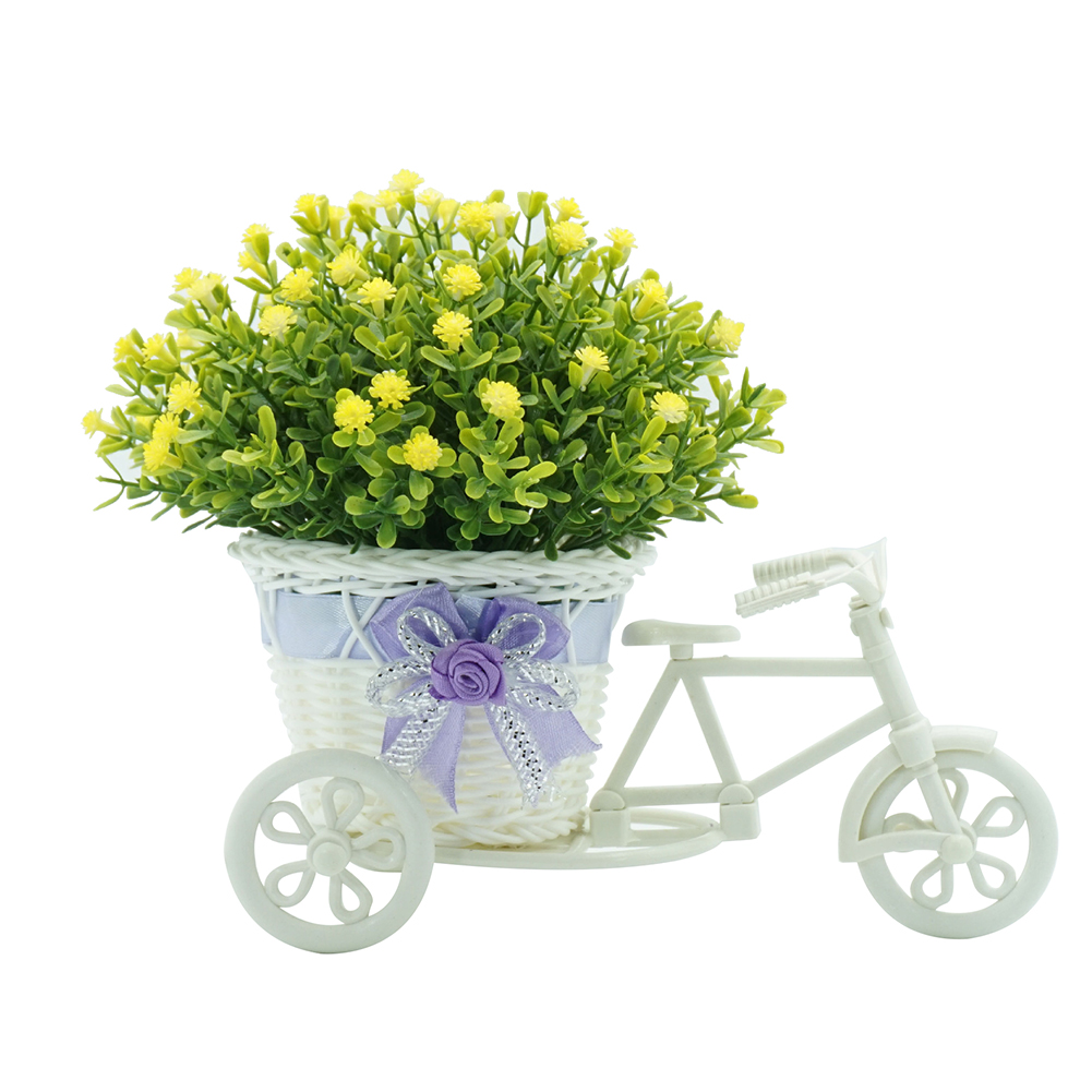 Giỏ Hoa Nhân Tạo Trên Xe Ba Bánh Để Bàn Trang Trí Xinh Xắn