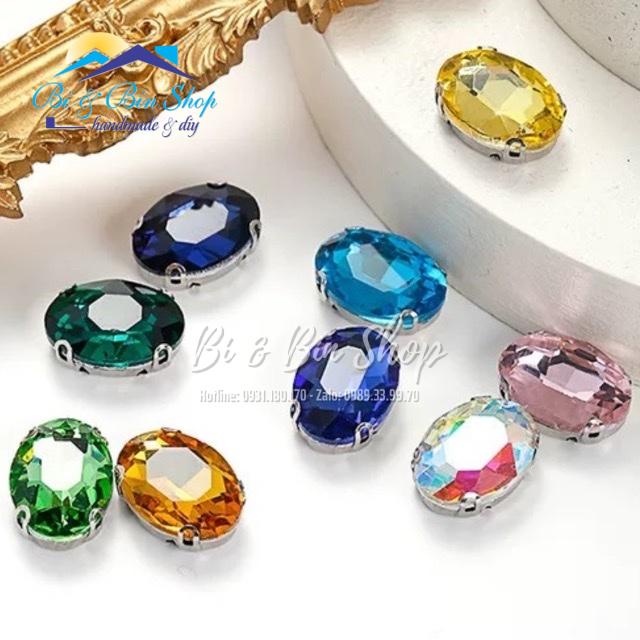 10 Viên Đá Đế Oval 13x18mm Pha Lê Đính Kết Trang Phục Thời Trang, Trang Trí Vương Miện - Bi &amp; Bin Shop