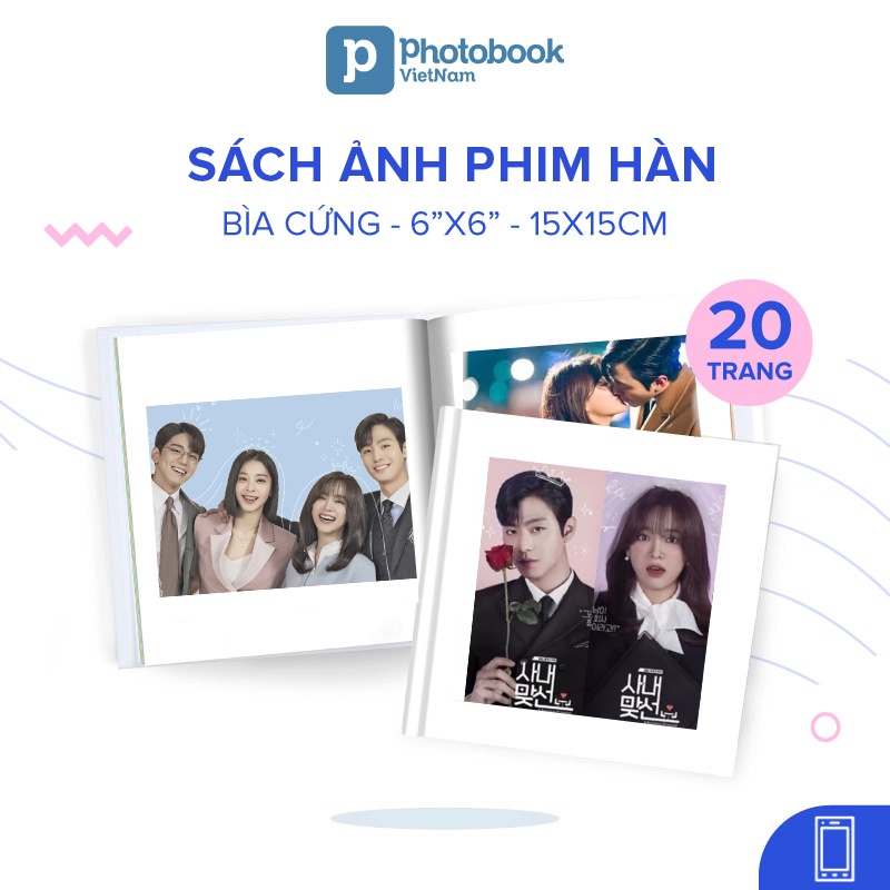[Toàn Quốc][E-voucher] In sách ảnh phim bìa cứng 20 trang 6” x 6” (15 x 15cm) - Thiết kế trên app Photobook