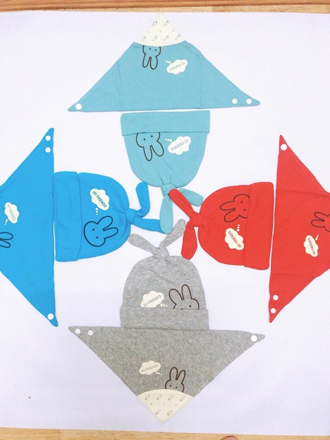 SET KHĂN + MŨ 100% COTTON CHO BÉ TỪ 3TH - 3T(1)