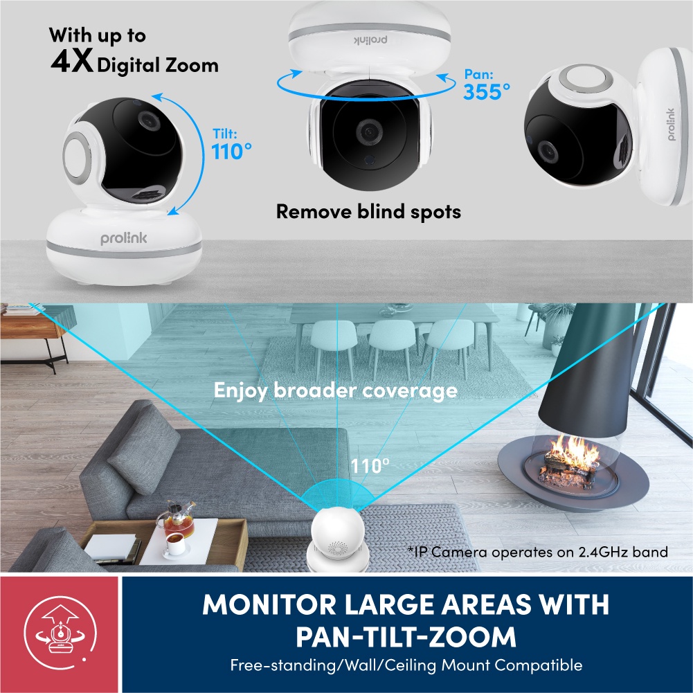 Camera Wifi PROLiNK PIC3003WP thông minh giá rẻ, siêu nét Full HD 1080P, góc nhìn rộng, âm thanh 2 chiều