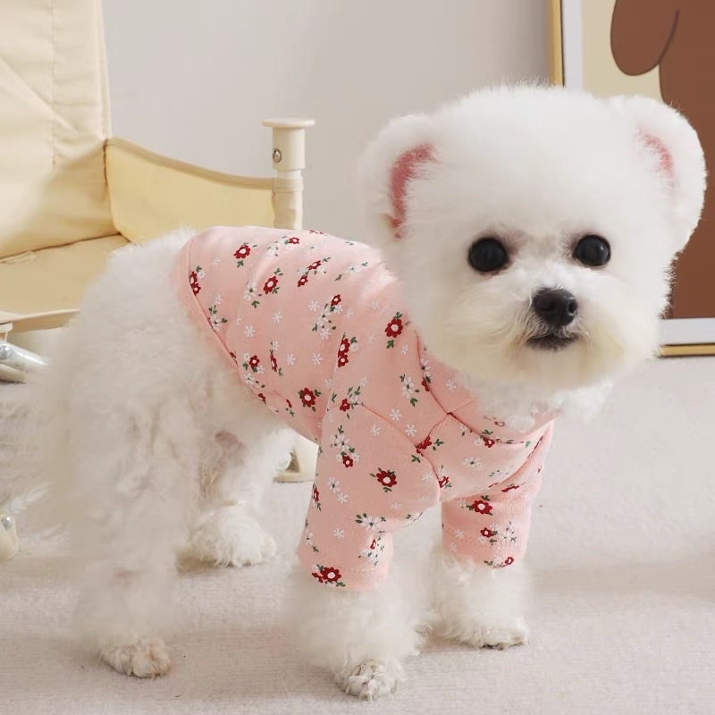 áo có tay in hoa nhí mùa xuân cho chó mèo
