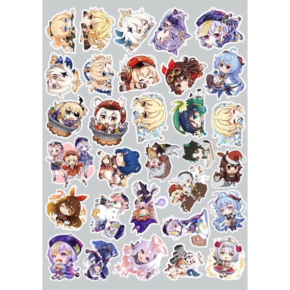 Sticker anime / 30-60 hình dán genshin impact ép lụa