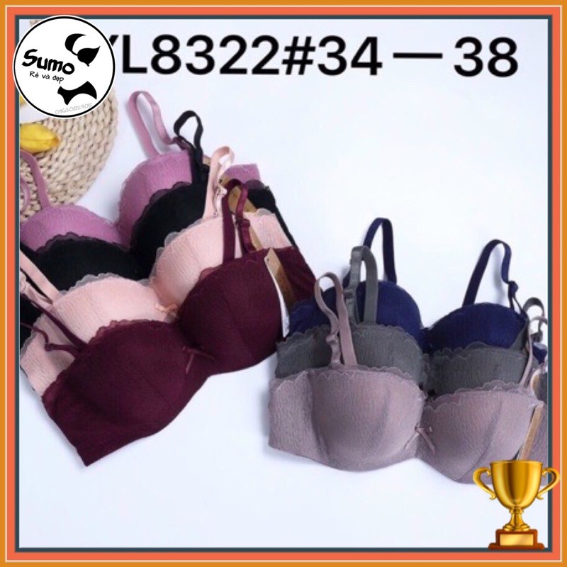 Áo lót nữ quả ngang tròn ren mềm, có gọng nâng đẩy ngực, mút đệm vừa. Áo ngực quả ngang 8322 - sumo | BigBuy360 - bigbuy360.vn