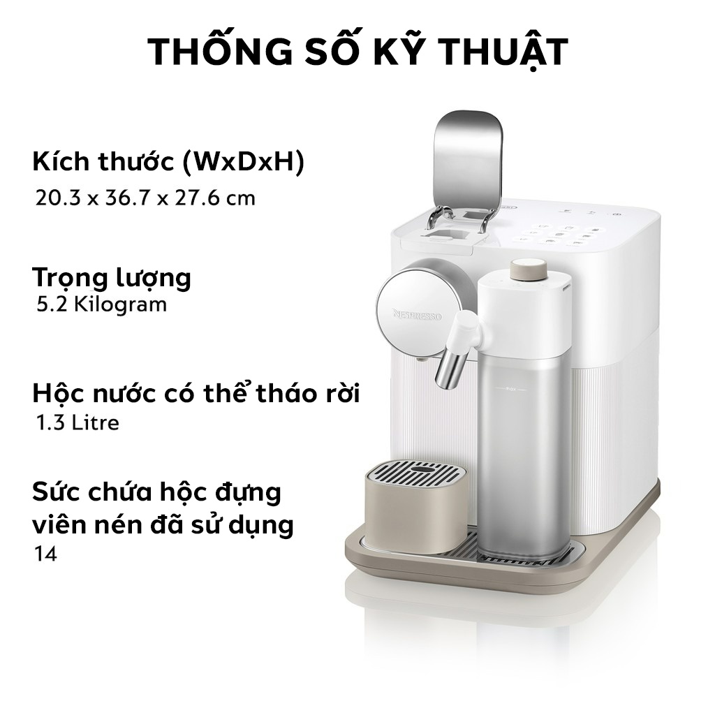 Máy pha cà phê Nespresso Gran Lattissima Trắng