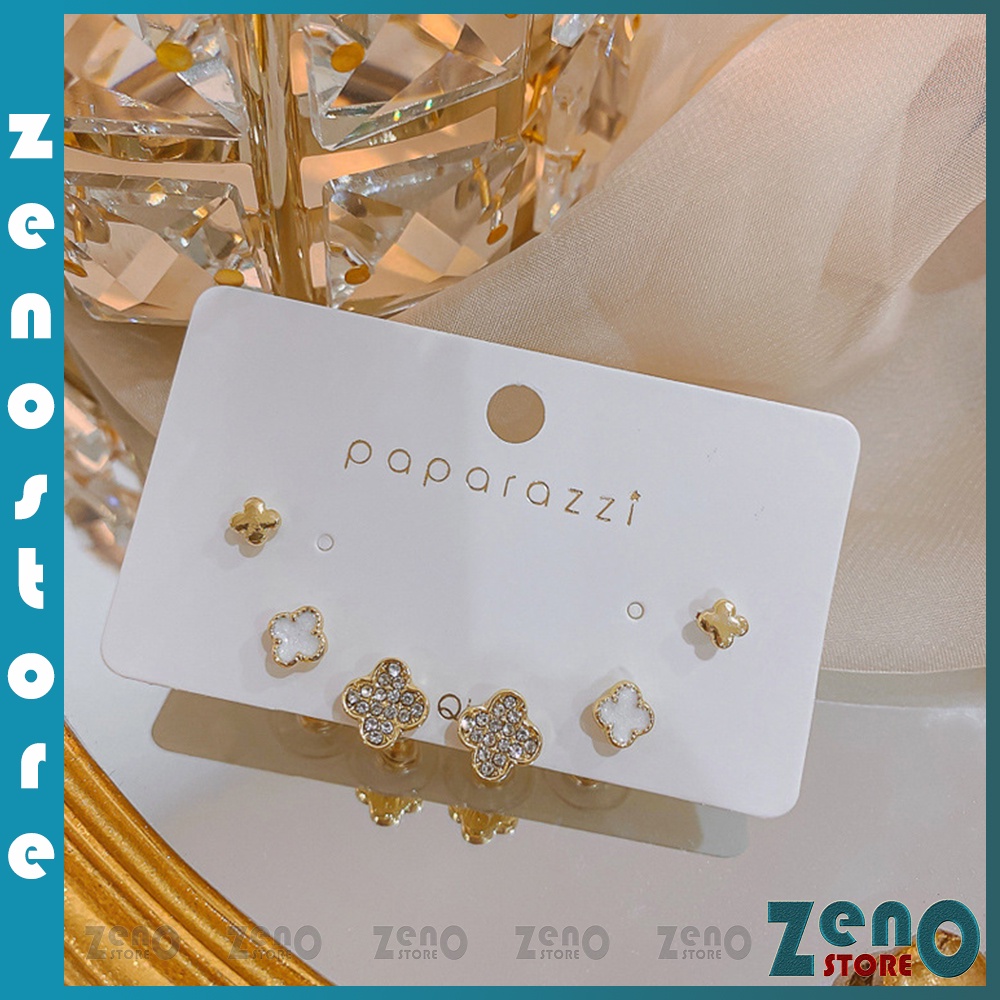 Set 3 bộ khuyên tai ZenO KT03 bạc Ý,  combo 3 cặp bông tai bạc S925