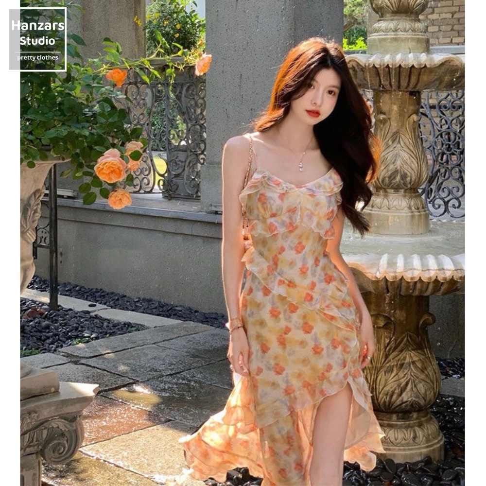 Váy Hai Dây Hoa Nhí Xẻ Tà Nhún Lưng Vintage Hanzars.studio 22