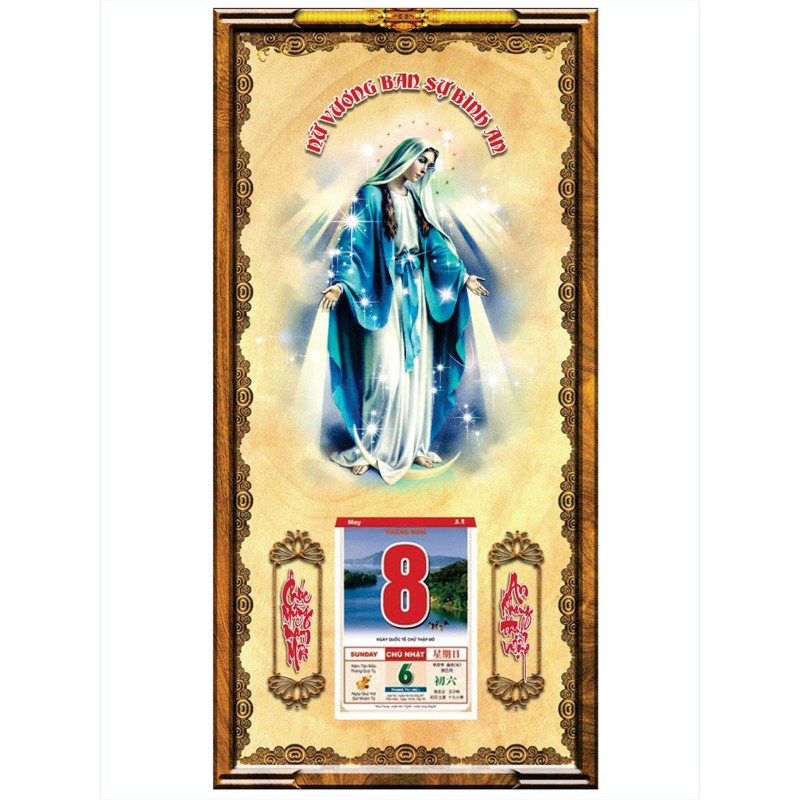 Lịch gỗ phong thủy Công giáo Chúa Giêsu