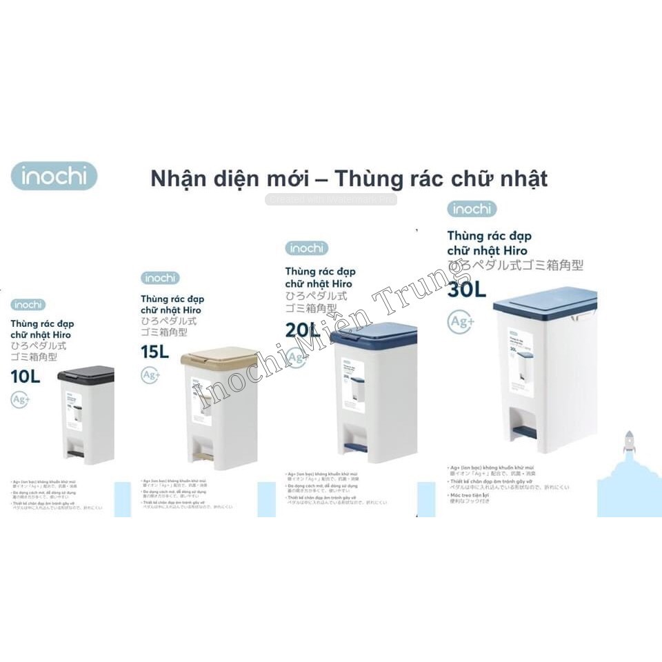 Thùng rác đạp chữ nhật mẫu đẹp Inochi size 20L (tiêu chuẩn Nhật Bản) (VUI LÒNG IB SHOP ĐỂ CHỌN MÀU HIỆN CÓ)